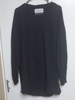 Pitusa Brand Womens Beach Cover Up Long Sleeve Light Crew in Black Open Back